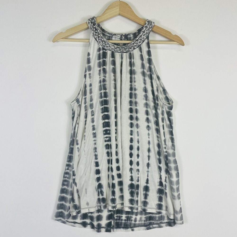Antibes Blanc Womens Large Shirt Top Tank Tie Dye Artsy Boho Earthy Flowy Travel